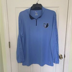 Mens NBA TX3 Cool Memphis Grizzlies Light Blue Long Sleeve Quarterzip Sz XL